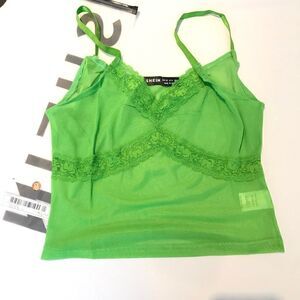 SHEIN green mesh crop cami top 💚